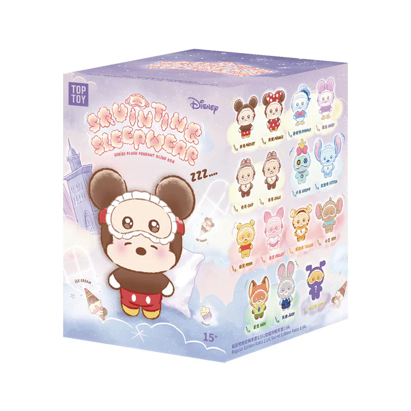 Disney Squinting Sleepwear Series Plush Pendant Blind Boxes (1 Random Box) - Nix Guide To
