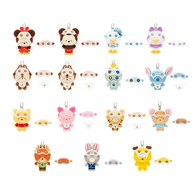 Disney Squinting Sleepwear Series Plush Pendant Blind Boxes (1 Random Box) - Nix Guide To
