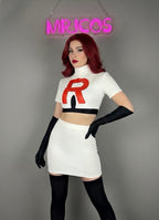 Anime Team Rocket Spandex Leather Cosplay Costume Set with Gloves and Skirt - Nix Guide To