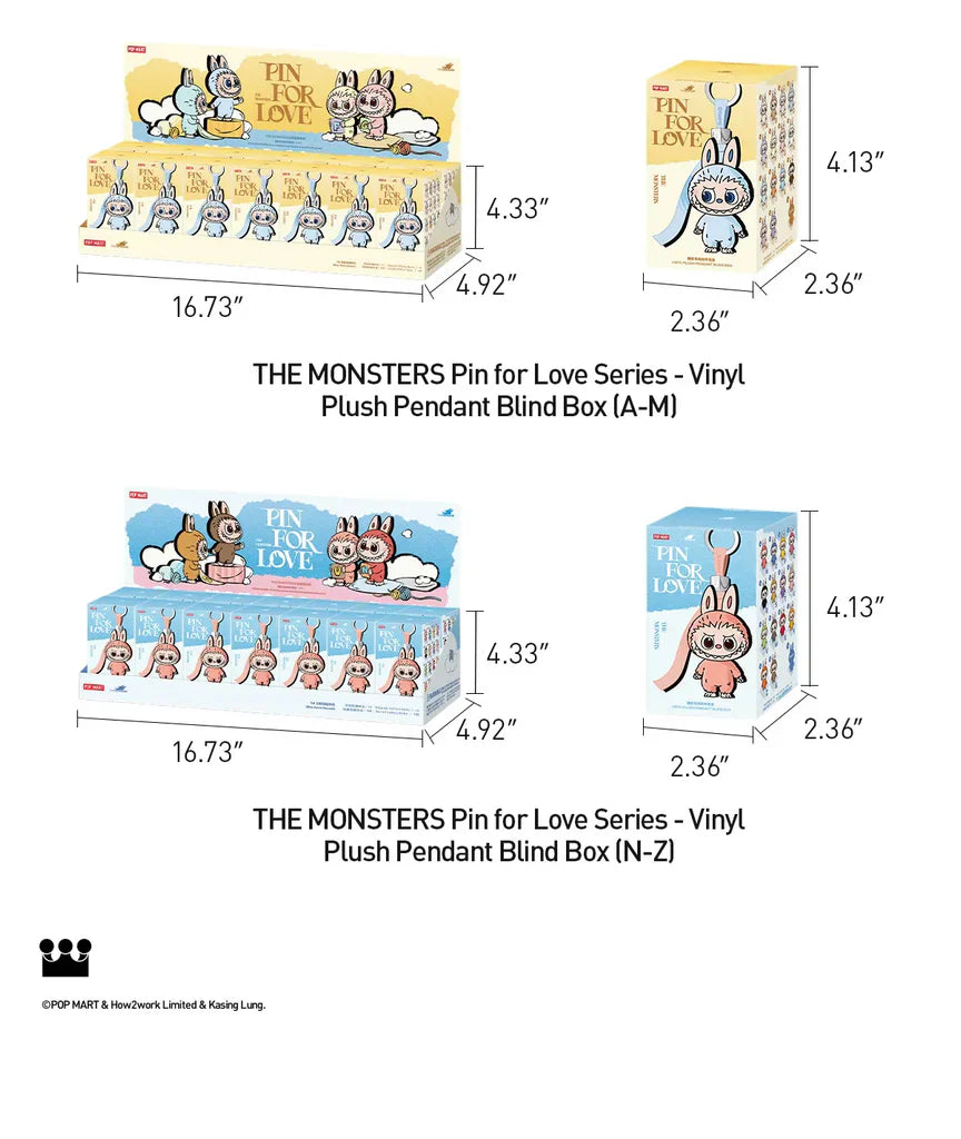Labubu - The Monsters Pin for Love Series (N-Z) Vinyl Plush Pendant Blind Box (1 Random Box) - Nix Guide To