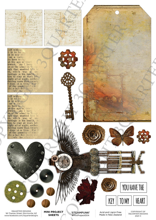 3Quarter Designs Steampunk Mini Project Sheet - Nix Guide To