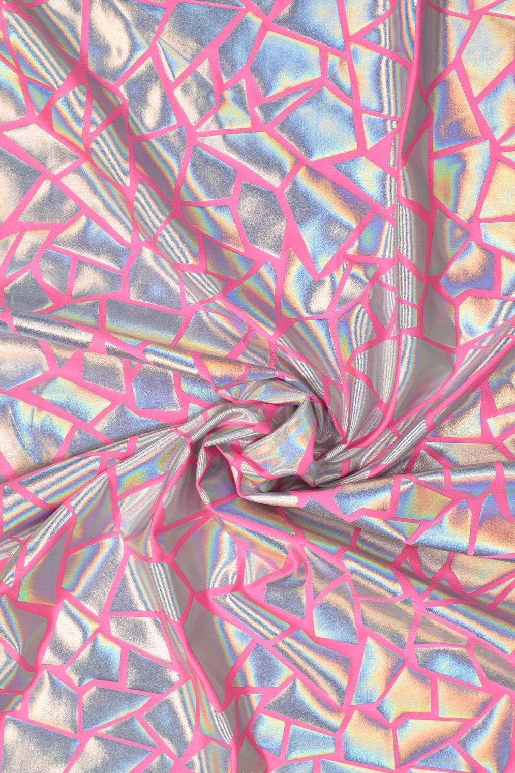 Holographic Geometric Stretch Fabric – 60” Wide Iridescent Nylon Spandex | Shiny Dancewear, Costumes, Crafts - Nix Guide To