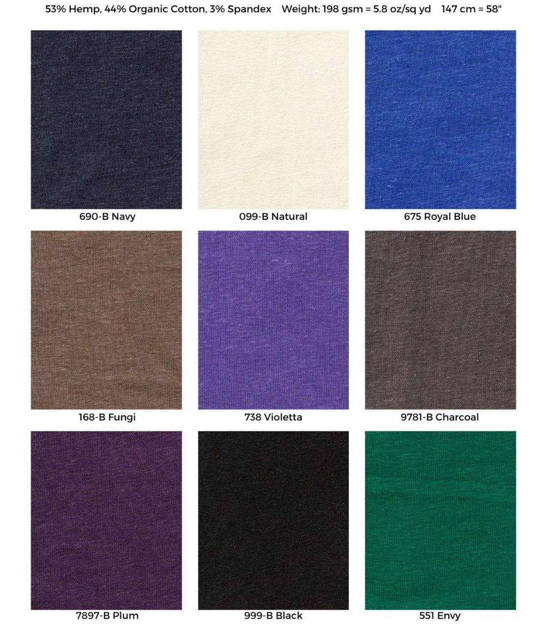 Hemp Organic Cotton Stretch Jersey Fabric - 58" Wide - Nix Guide To
