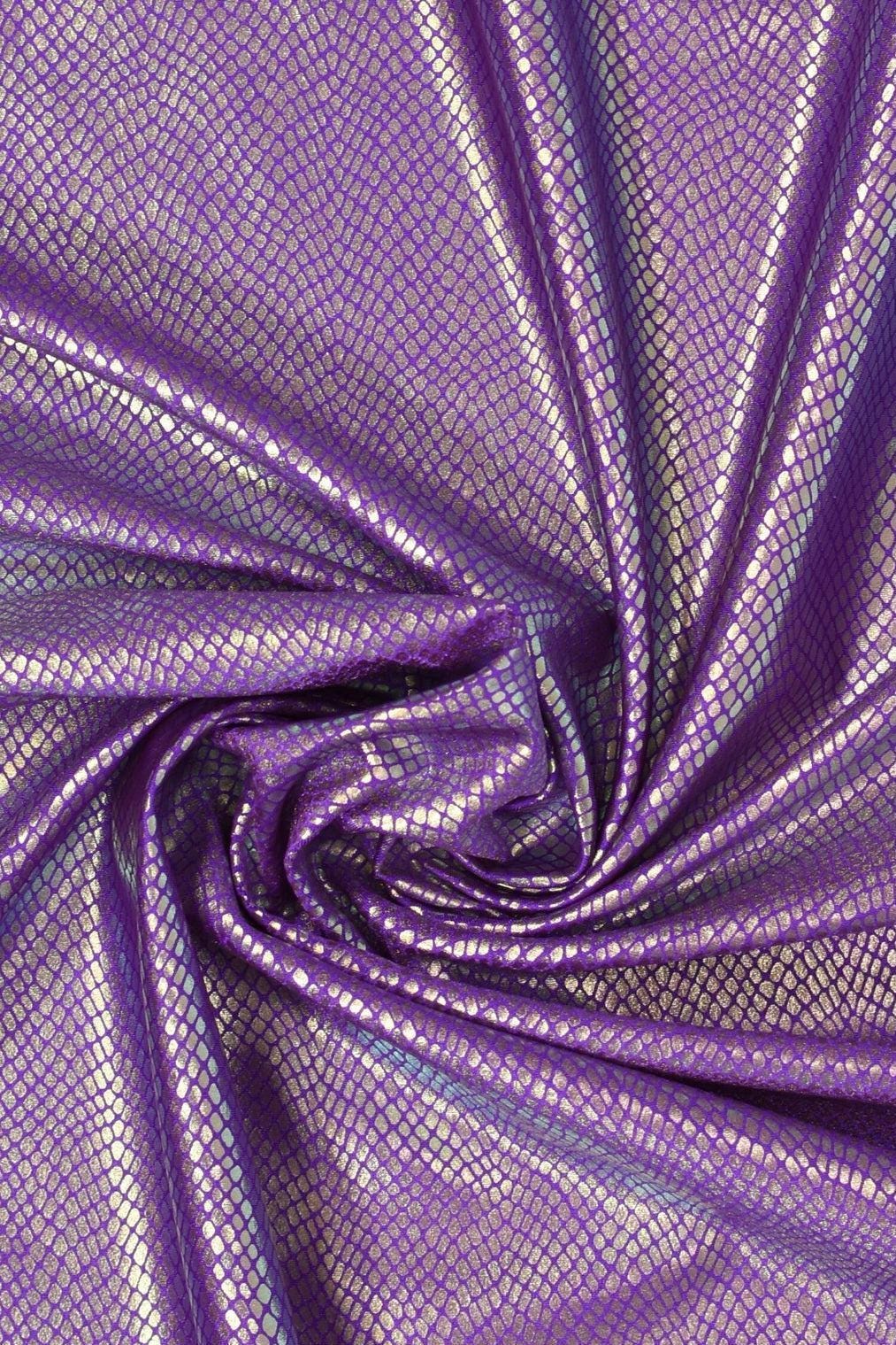 Foil Snake Print Spandex Fabric: Purple, Pink & Turquoise Metallic 4-Way Stretch - Nix Guide To