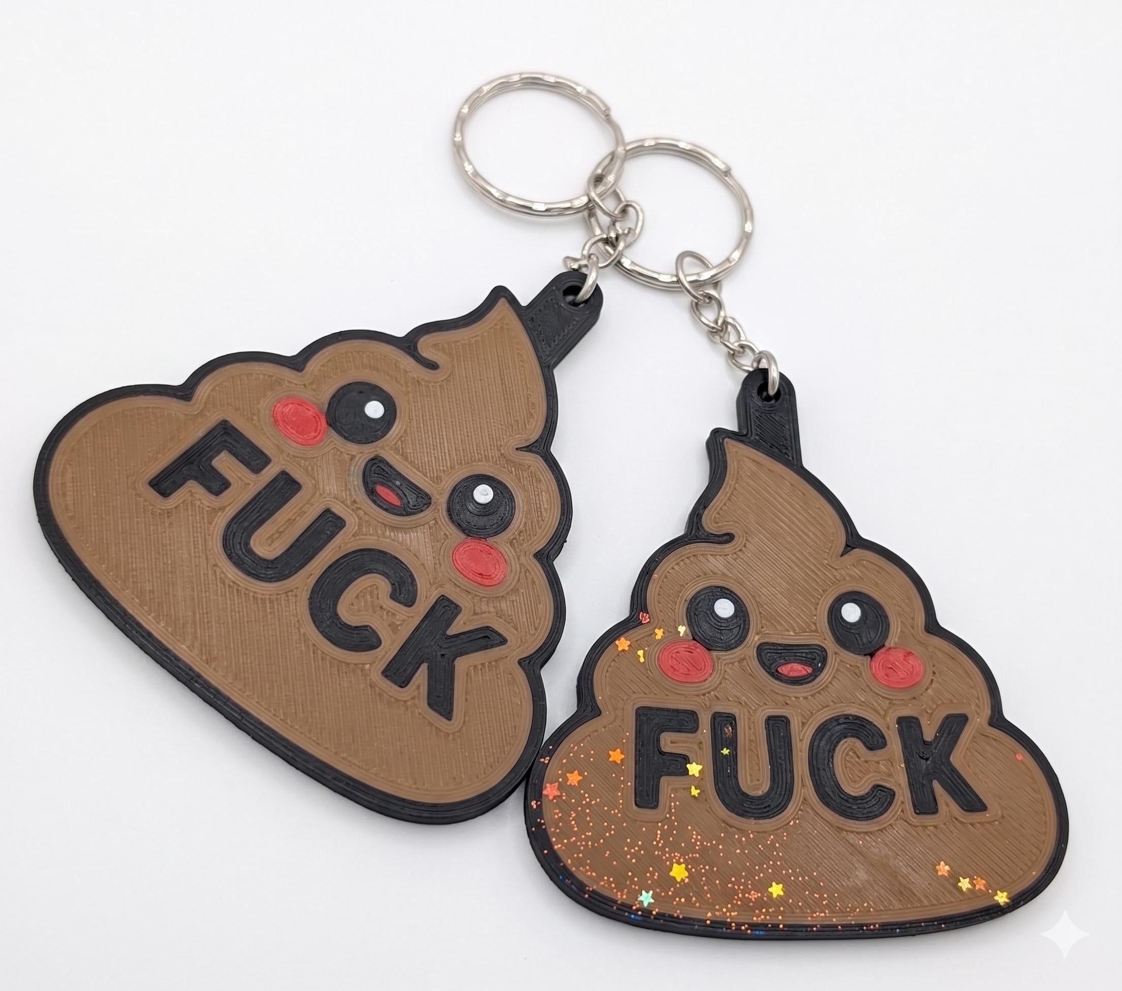 3D Printed Kawaii Poop "F*ck" Novelty Keychain | Humorous Gag Gift - Nix Guide To