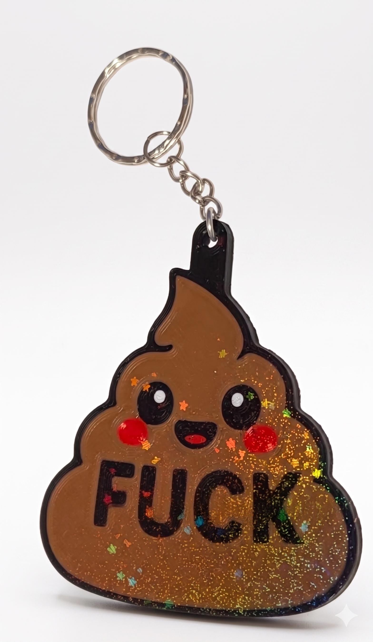 3D Printed Kawaii Poop "F*ck" Novelty Keychain | Humorous Gag Gift - Nix Guide To