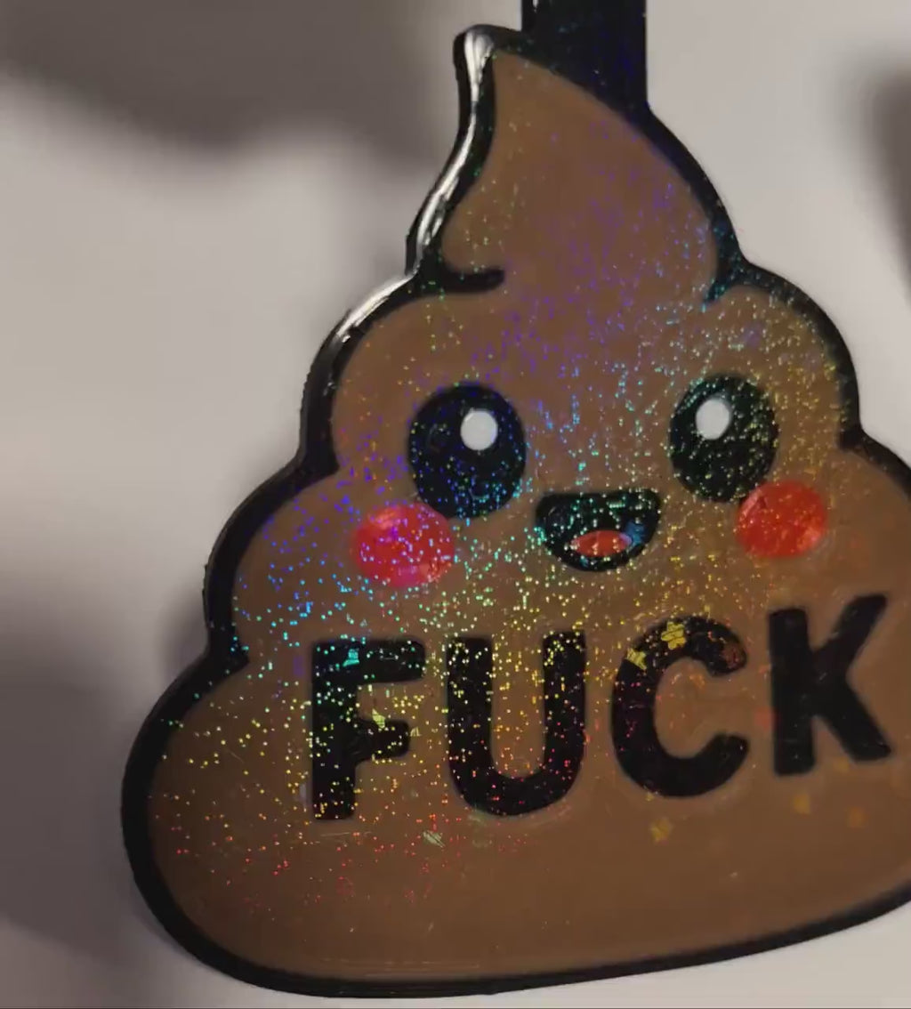3D Printed Kawaii Poop "F*ck" Novelty Keychain | Humorous Gag Gift